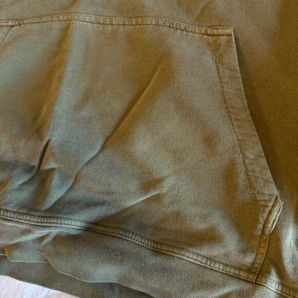 Buck Mason Brushed Loopback Hooded Sweatshirt in Deep Olive Venice Wash XL - Picture 3 of 7